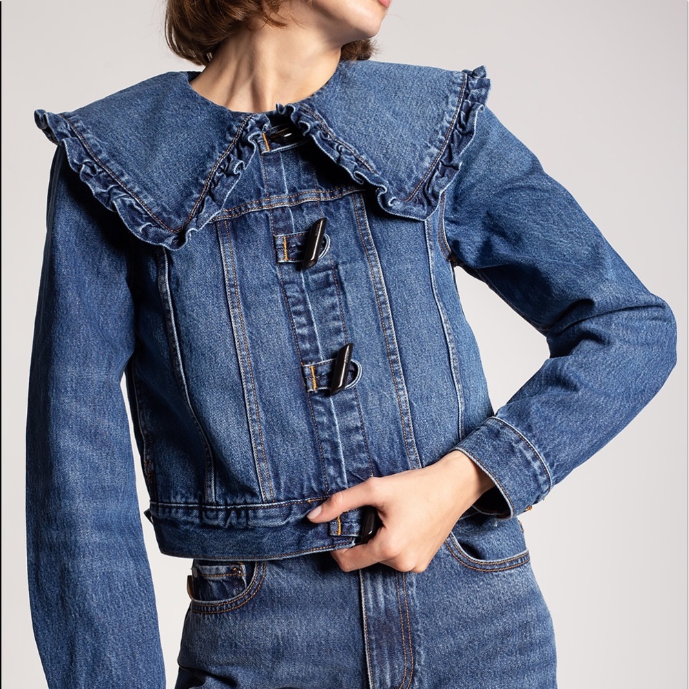 GANNI Heavy Denim Jacket in Dark Indigo